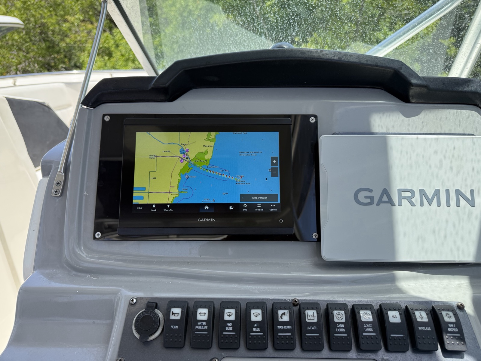 Garmin chartplotter and switch panel